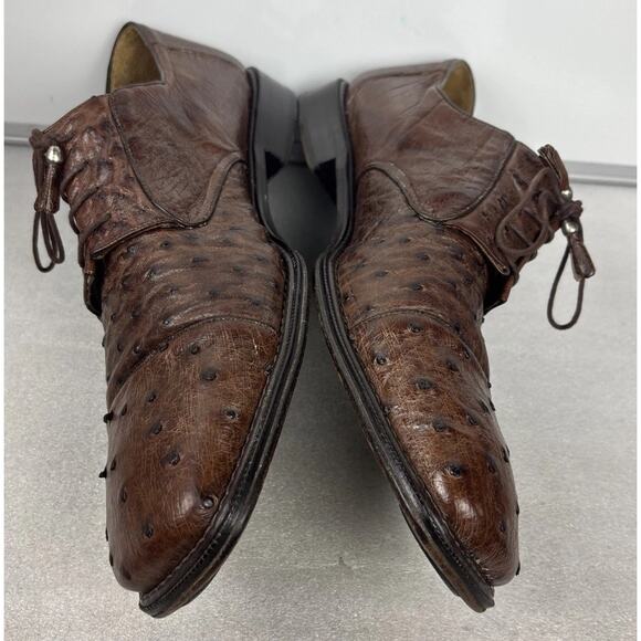 Mezlan Platinum Brown Genuine Ostrich Leather Men Size 16 M Made in Spain main image 5